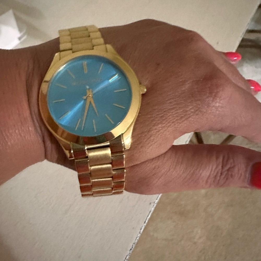 Michael Kors Women’s Watch- Gold with Teal Face